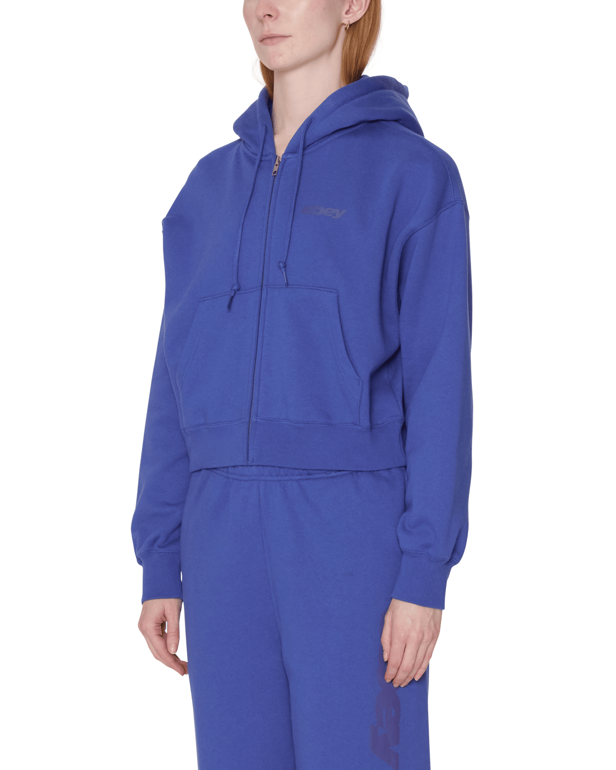 obey felpe League Cropped Zip Hood Fleece