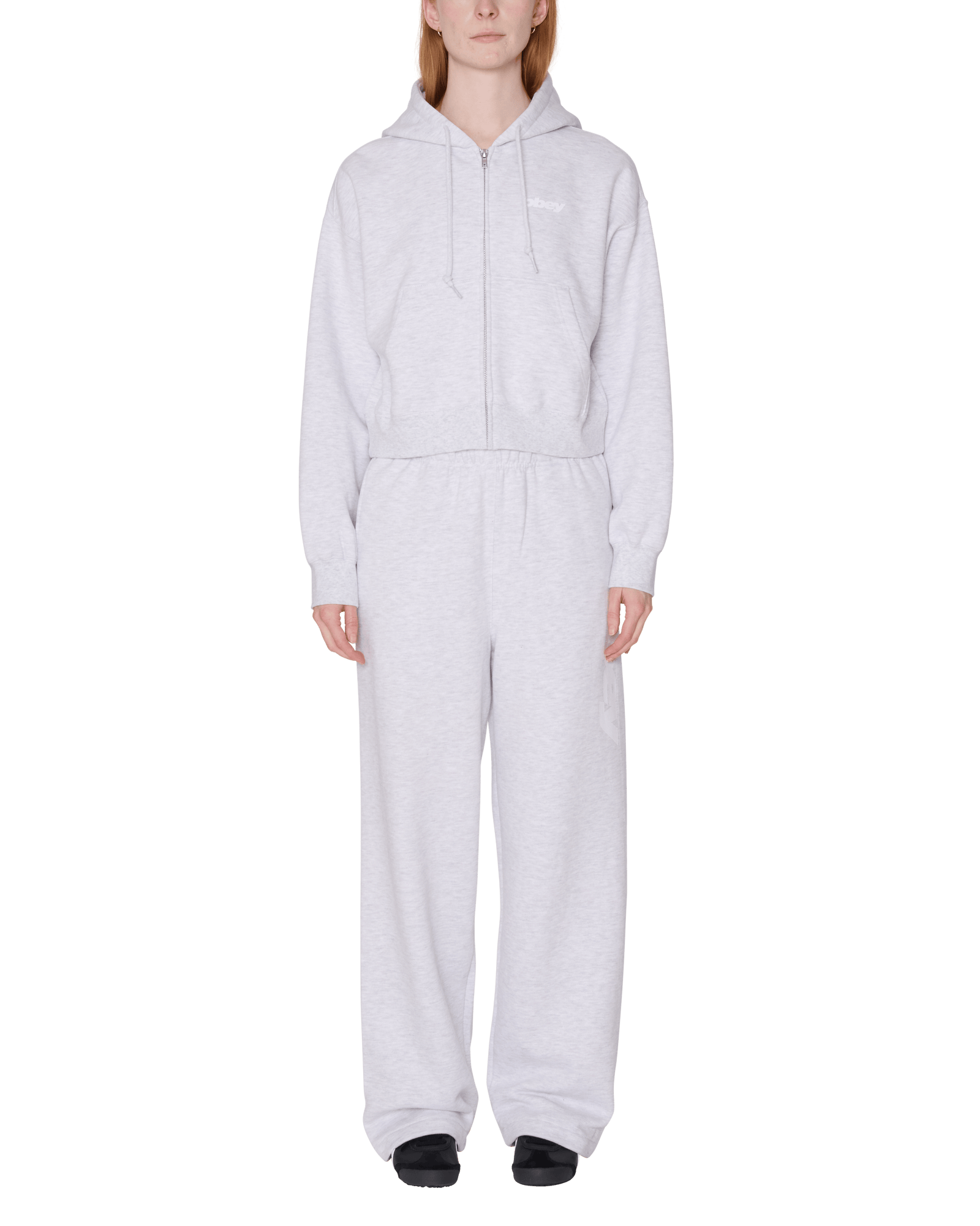 obey felpe League Cropped Zip Hood Fleece