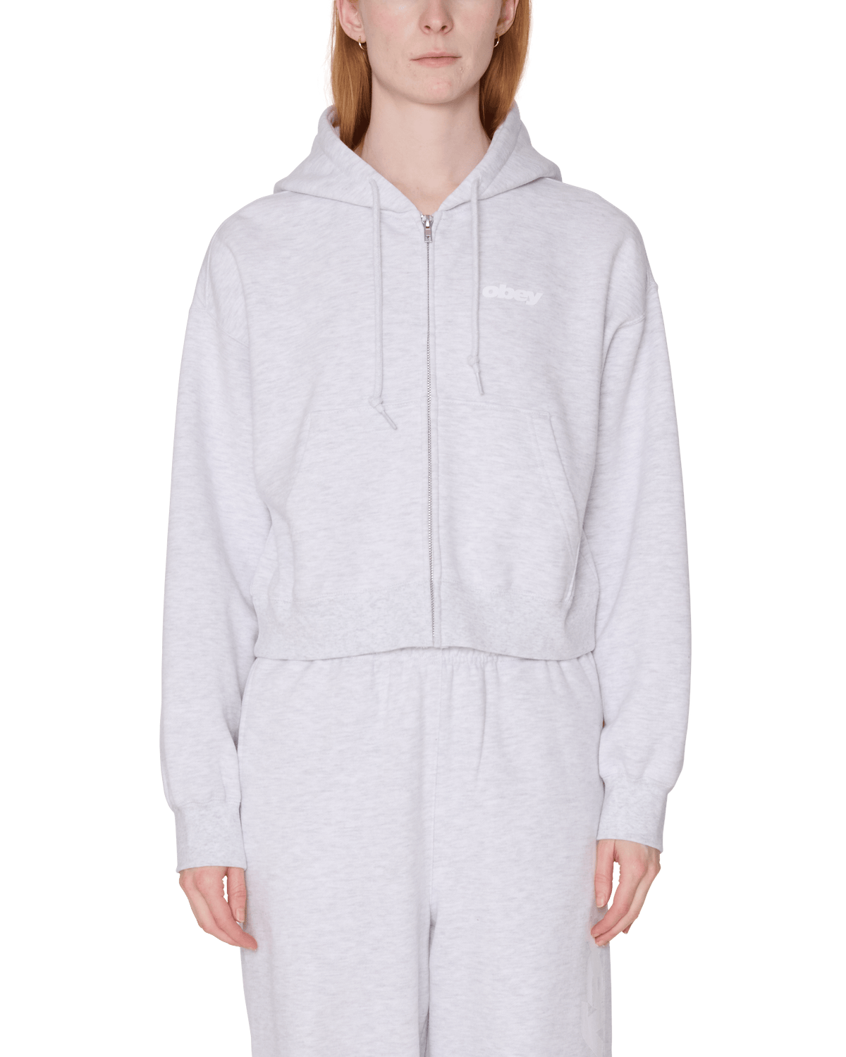 obey felpe League Cropped Zip Hood Fleece