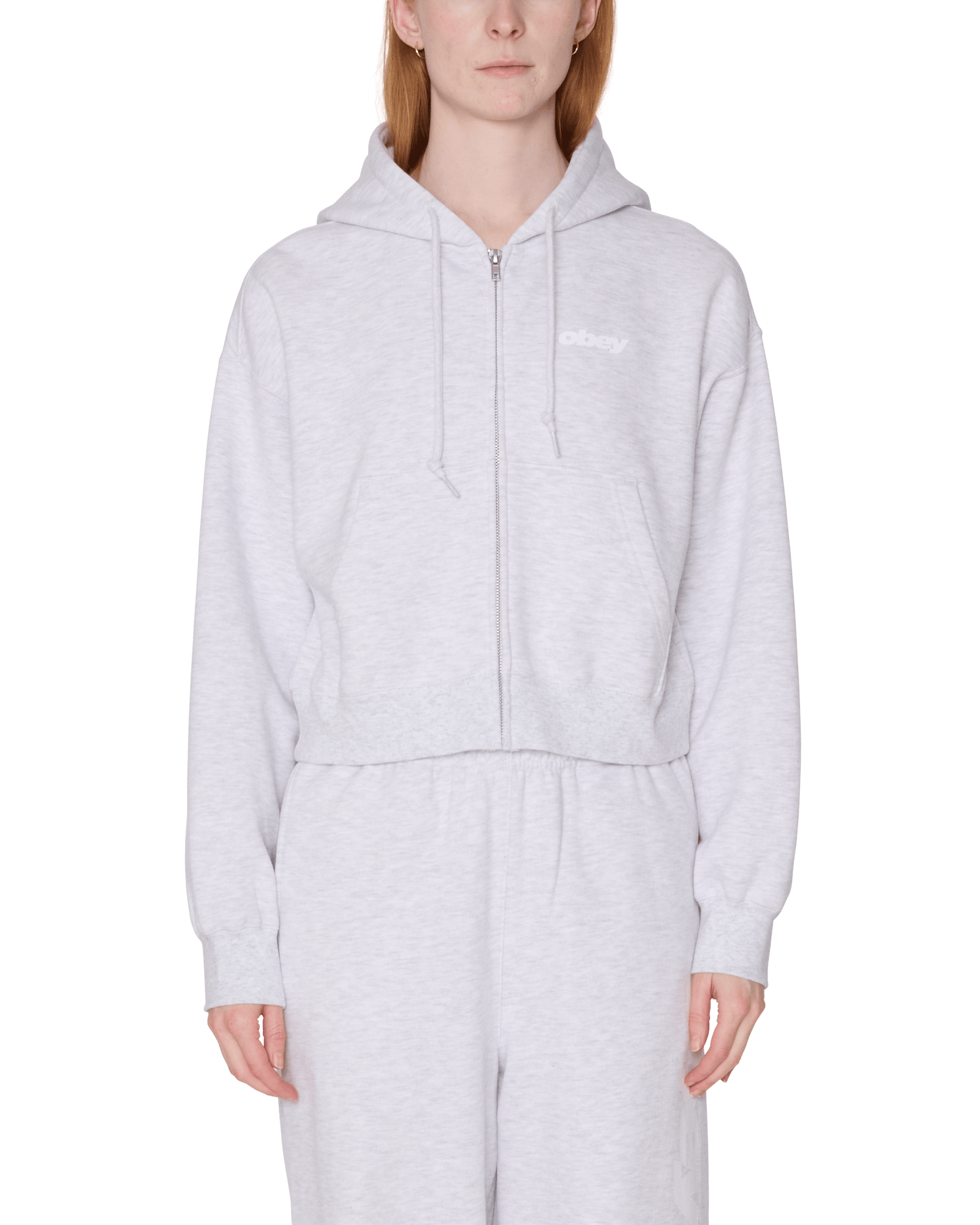 obey felpe League Cropped Zip Hood Fleece
