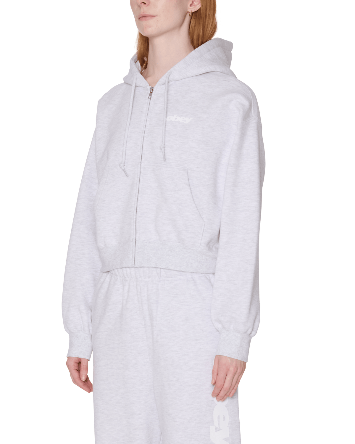 obey felpe League Cropped Zip Hood Fleece