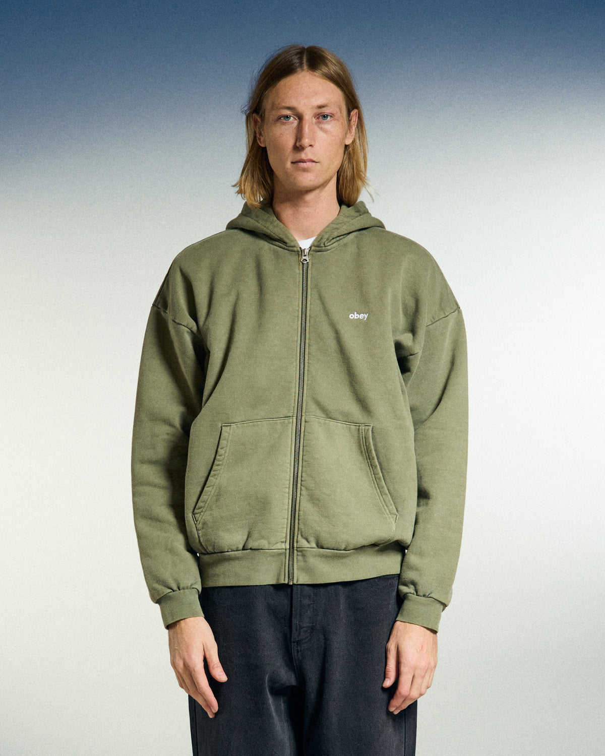 obey felpe Lowercase Pigment Zip Hood Fleece