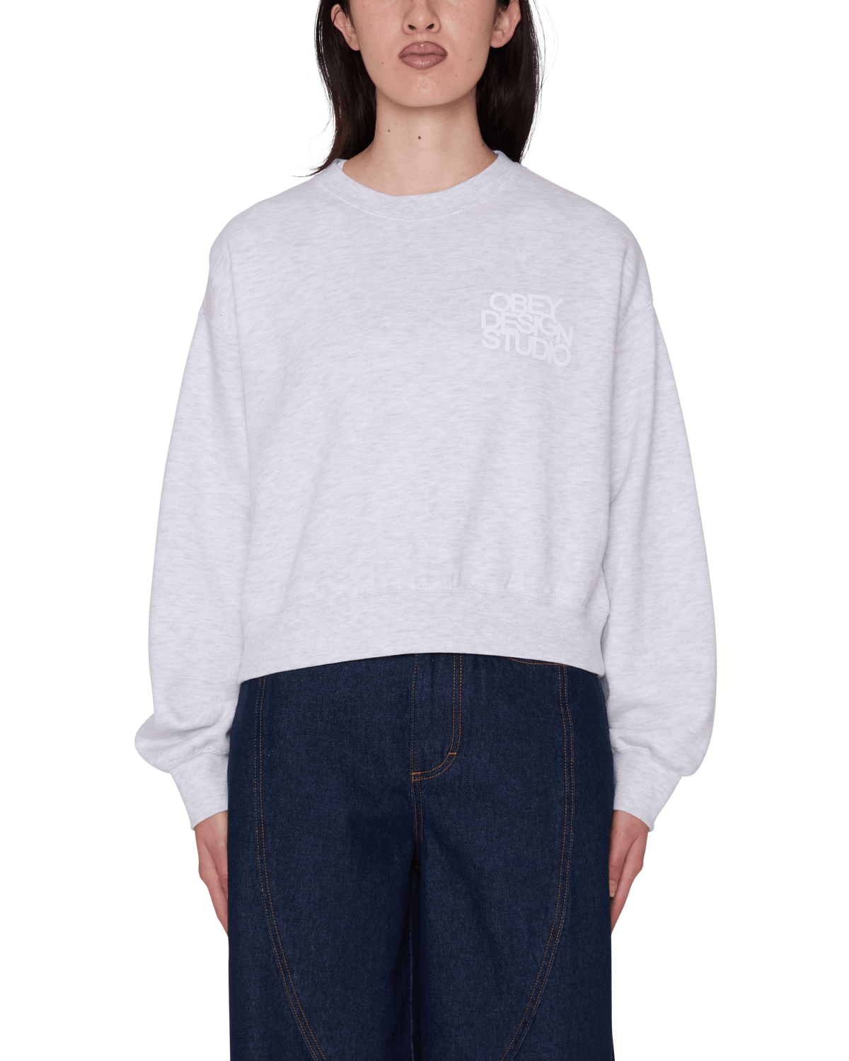 obey felpe Obey Design Studio Cropped Crew Fleece