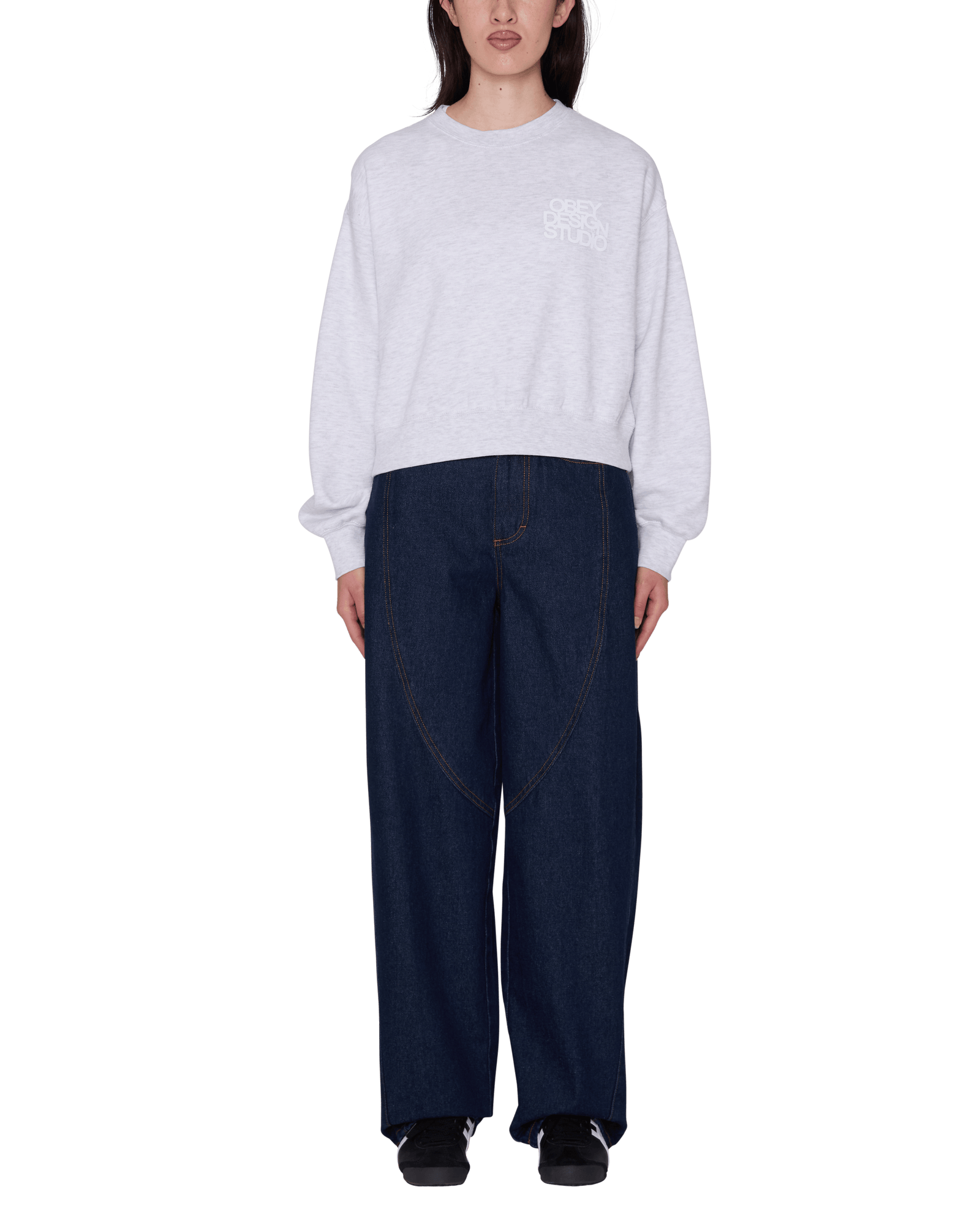 obey felpe Obey Design Studio Cropped Crew Fleece