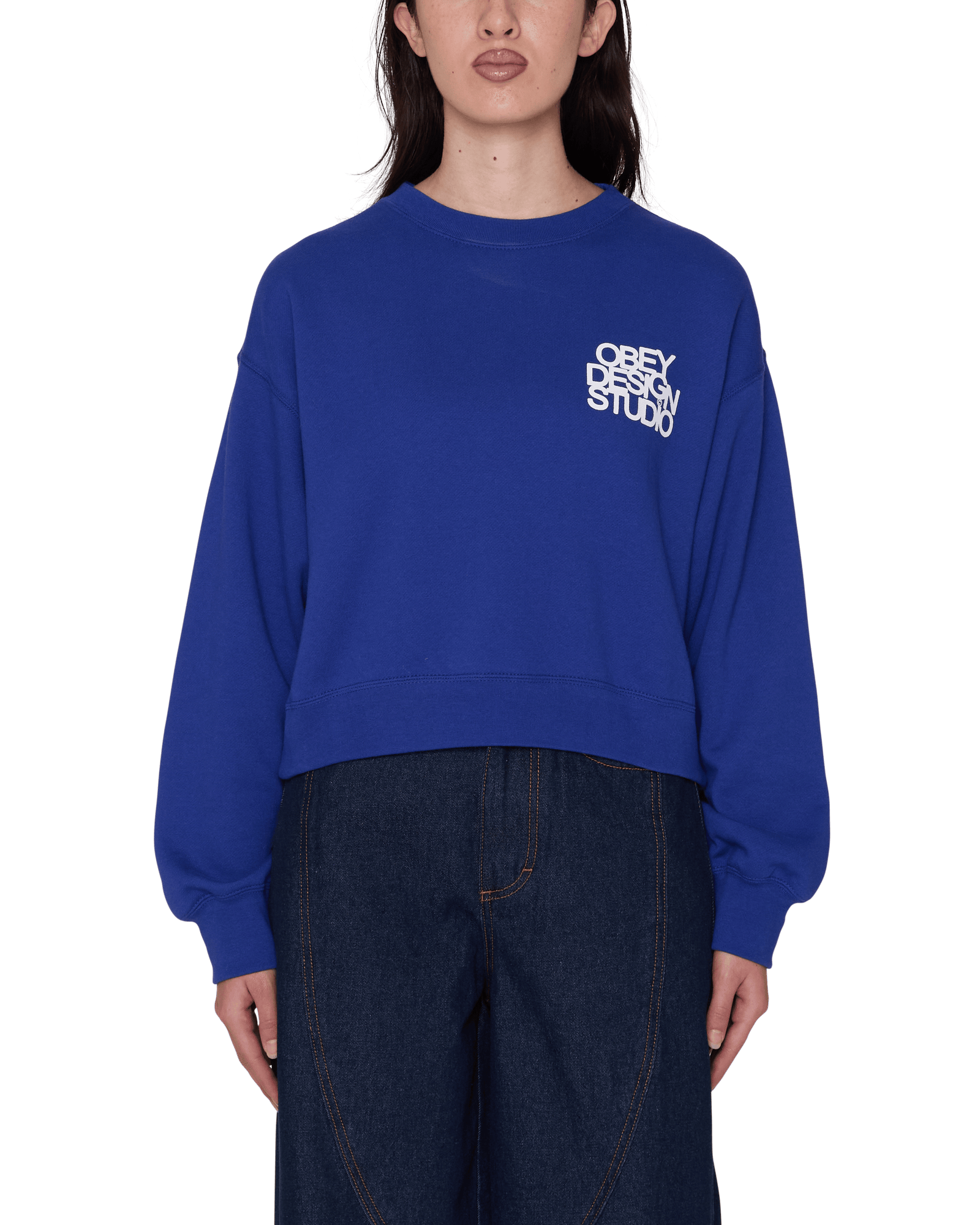 obey felpe Obey Design Studio Cropped Crew Fleece