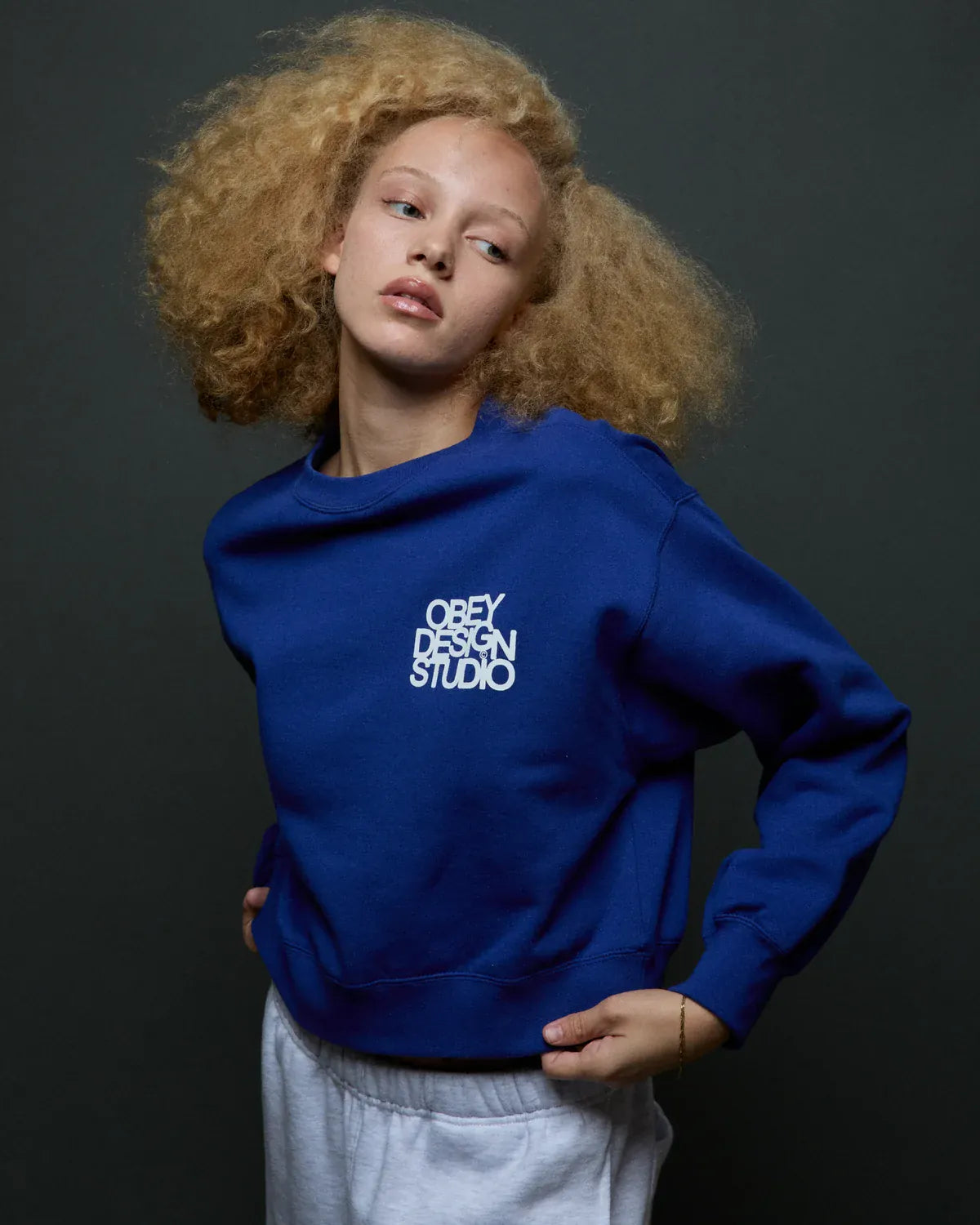 obey felpe Obey Design Studio Cropped Crew Fleece