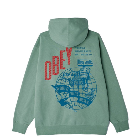 obey OBEY HAMMER GLOBE PREMIUM HOOD FLEECE - JADE foto 1