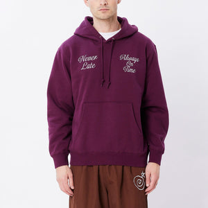 OBEY LATE HOOD SPECIALTY FLEECE - BEETROOT