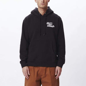 OBEY RECORDS HOOD SPECIALTY FLEECE - BLACK