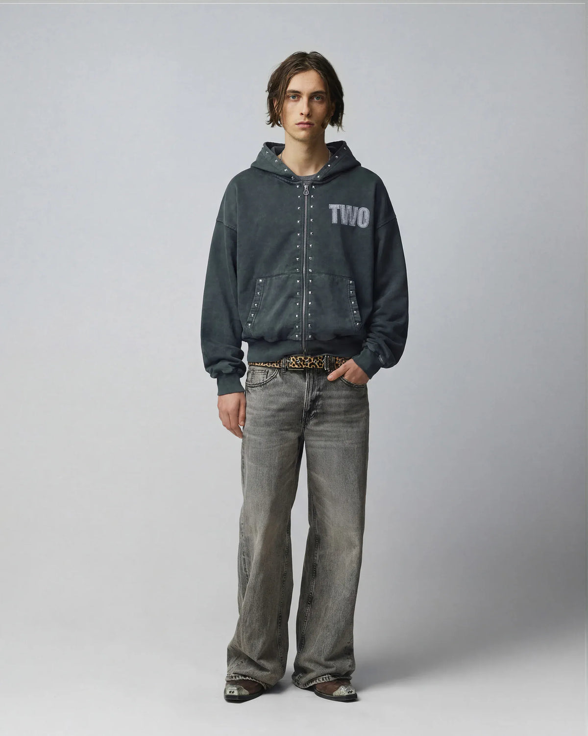 two jeys felpe Studded Zipper