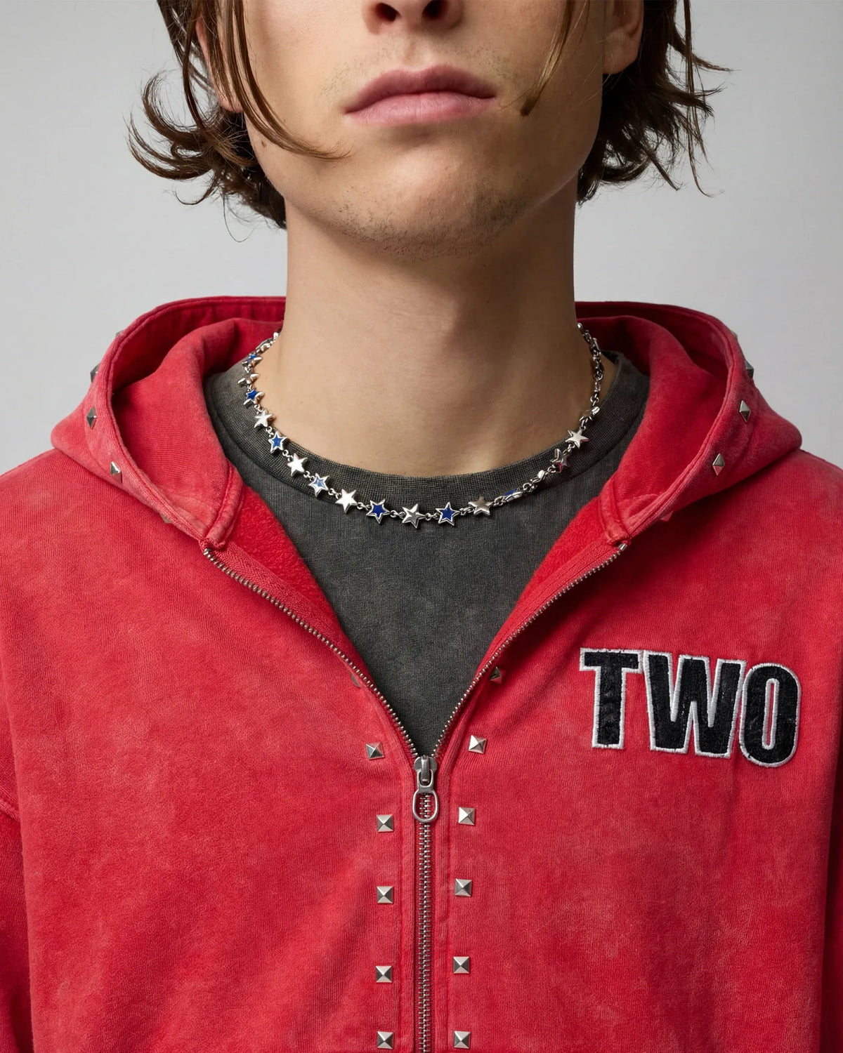 two jeys felpe Studded Zipper