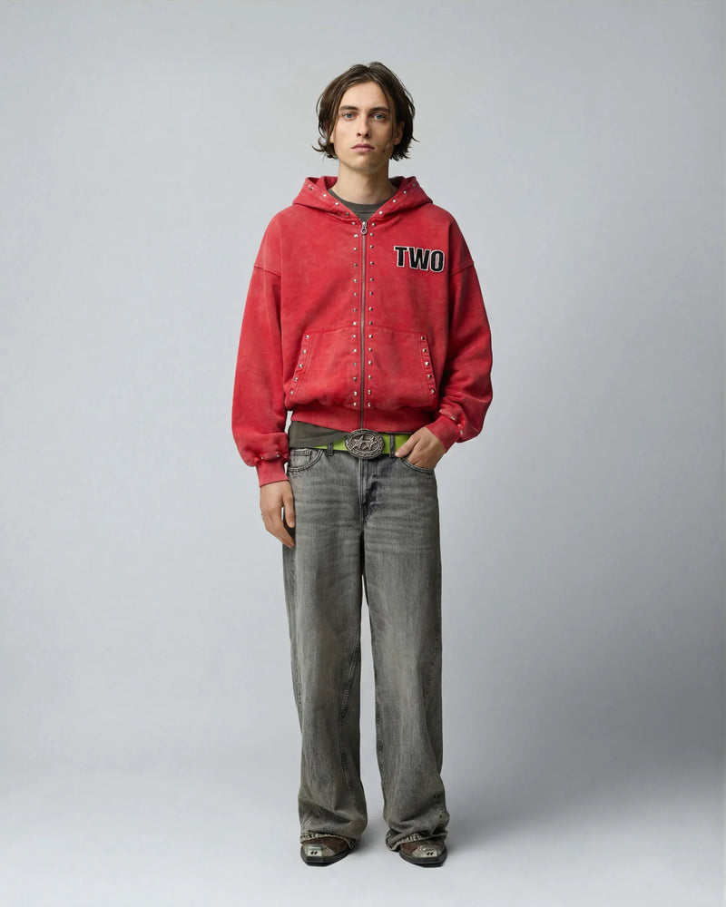 two jeys felpe Studded Zipper