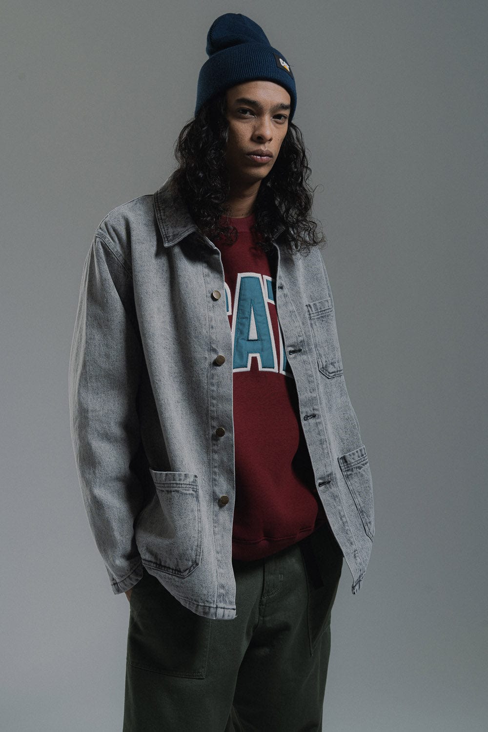 cat wwr giacche Denim Overshirt With Acid Wash