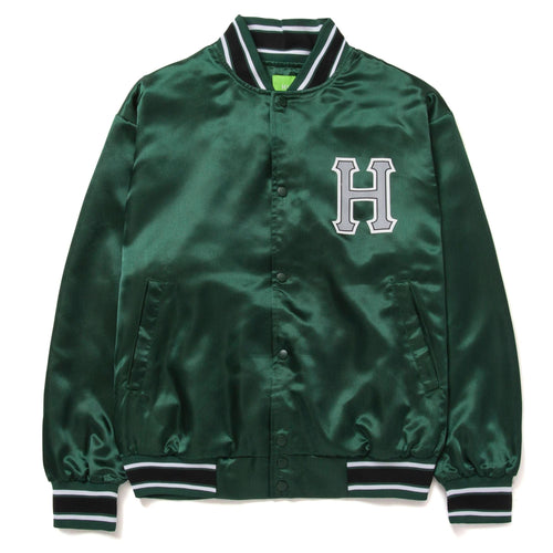 giacche huf CRACKERJACK SATIN BASEBALL JACKET - FOREST GREEN
