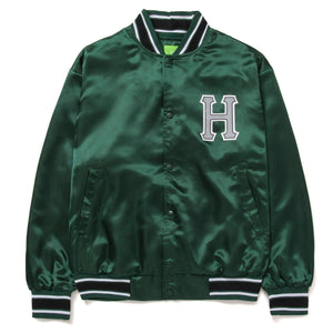 CRACKERJACK SATIN BASEBALL JACKET - FOREST GREEN