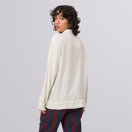 huf REALIZE L/S WOVEN TOP - OFF WHITE foto 4