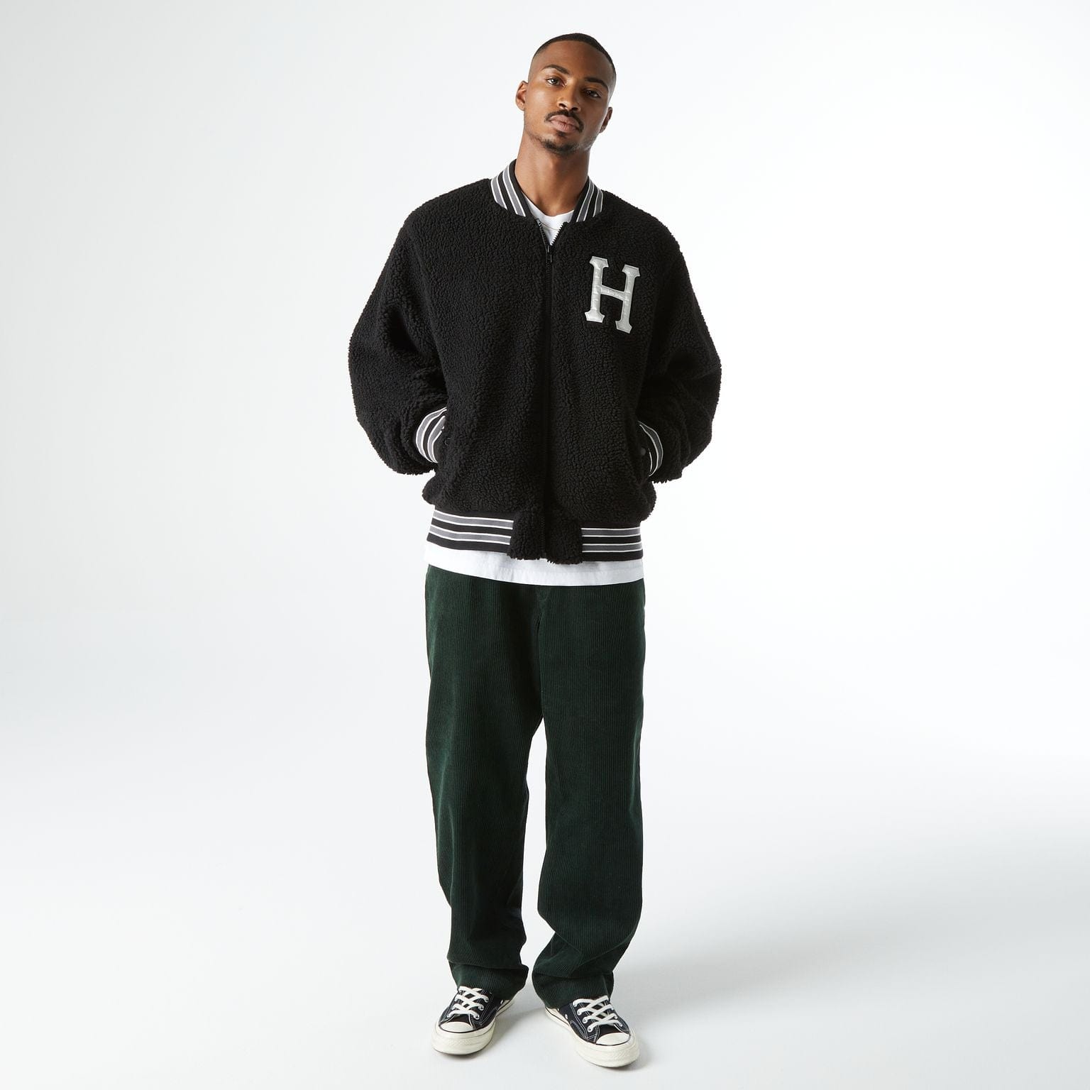 Huf | giacche SHERPA VARSITY JACKET - BLACK