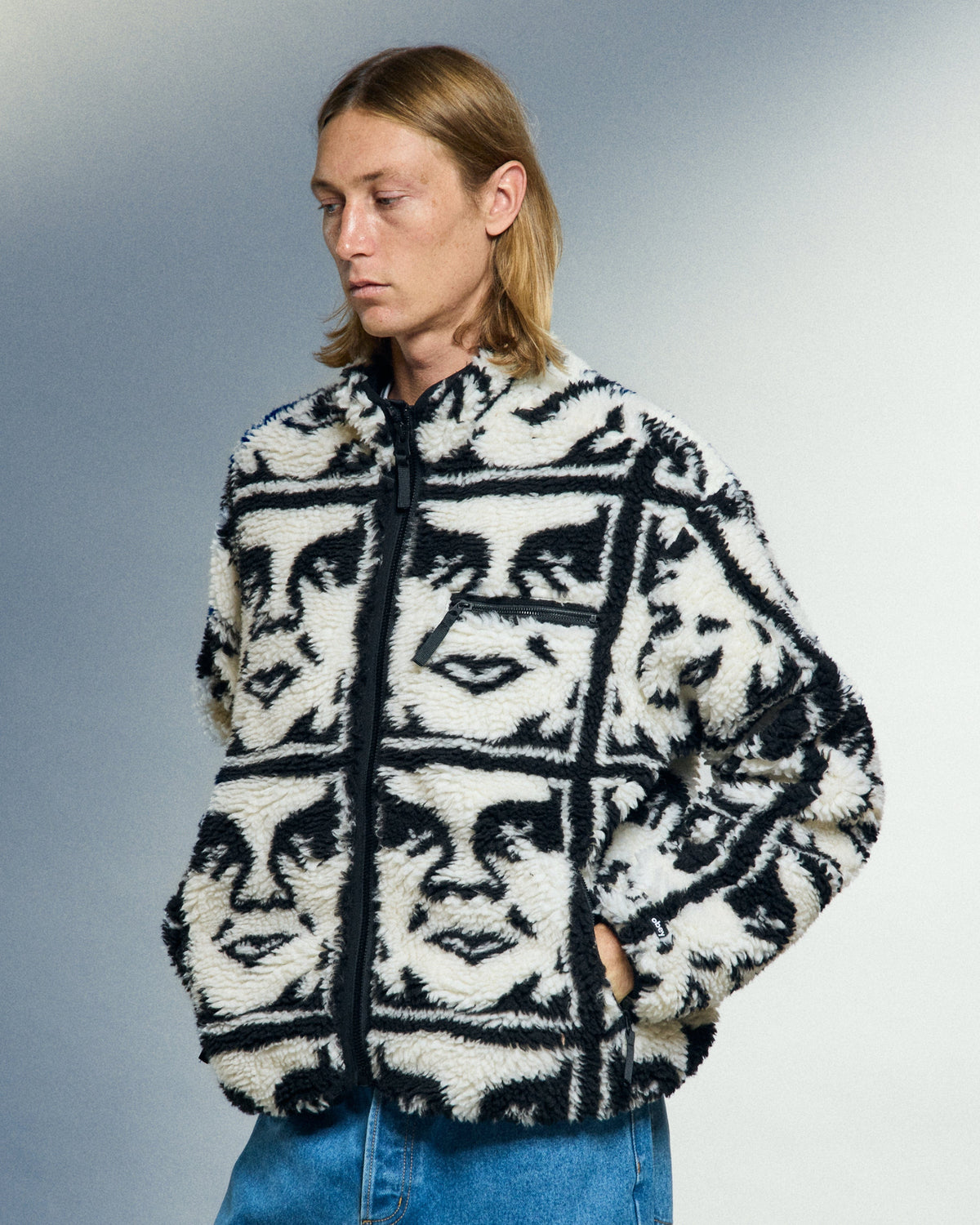 obey giacche Obey Repeated Icon Sherpa Jacket