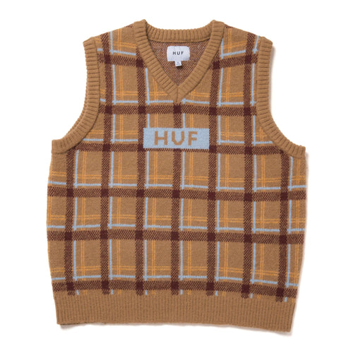 gilet huf LOGO SWEATER VEST - OLIVE