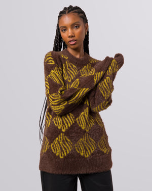 F IT L/S OVERSIZED SWEATER - CHOCOLATE BROWN