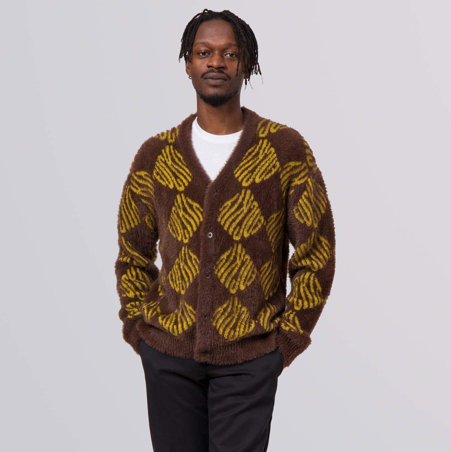 Huf | maglie FUCK IT CARDIGAN - CHOCOLATE BROWN