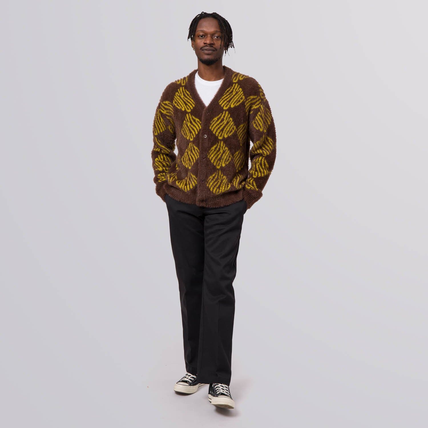 Huf | maglie FUCK IT CARDIGAN - CHOCOLATE BROWN