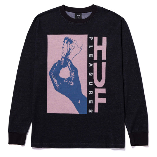 huf LIGHT UP JACQUARD L/S KNIT - BLACK foto 5