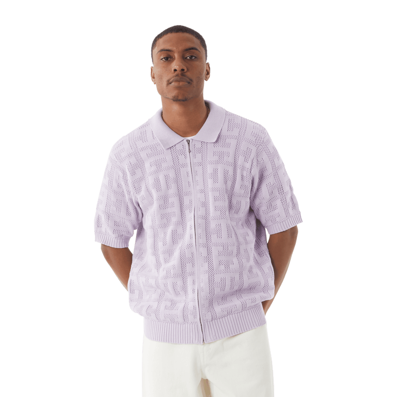 huf maglie Monogram Jacquard Zip Sweater