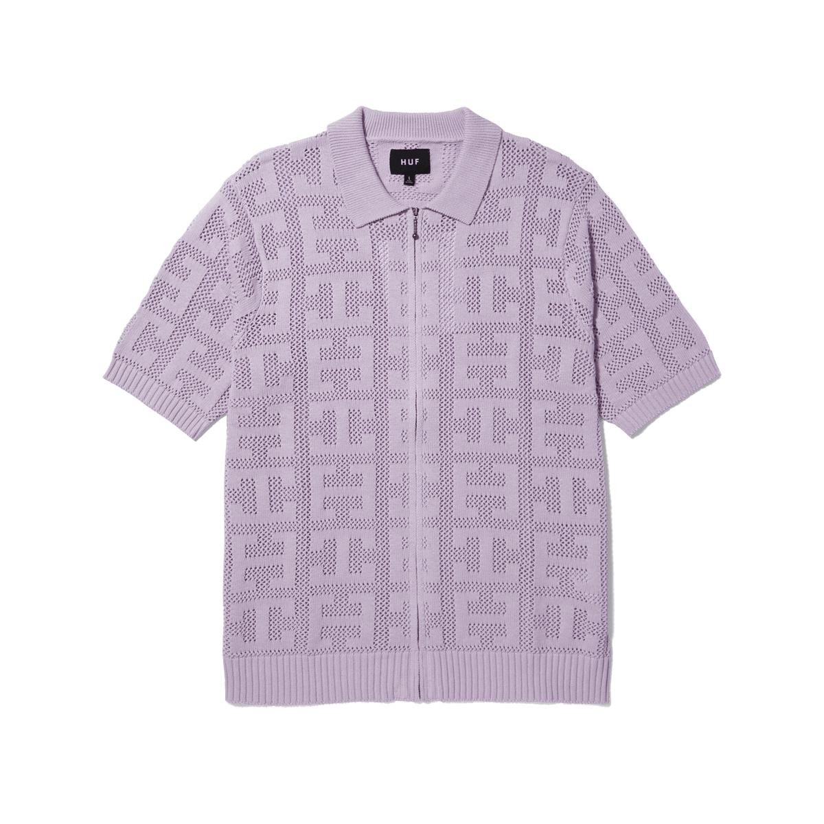 huf maglie Monogram Jacquard Zip Sweater
