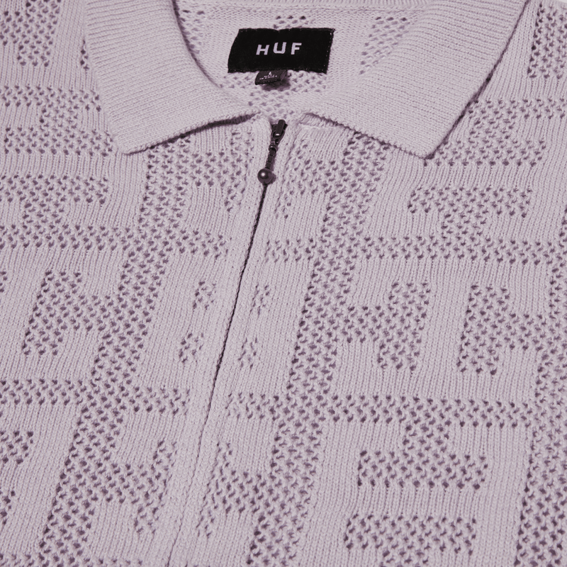huf maglie Monogram Jacquard Zip Sweater