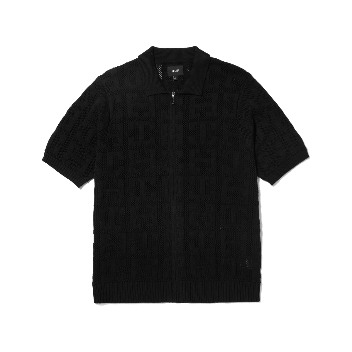 huf maglie Monogram Jacquard Zip Sweater