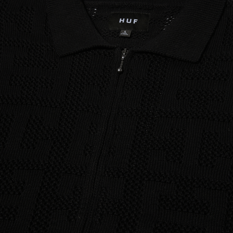 huf maglie Monogram Jacquard Zip Sweater