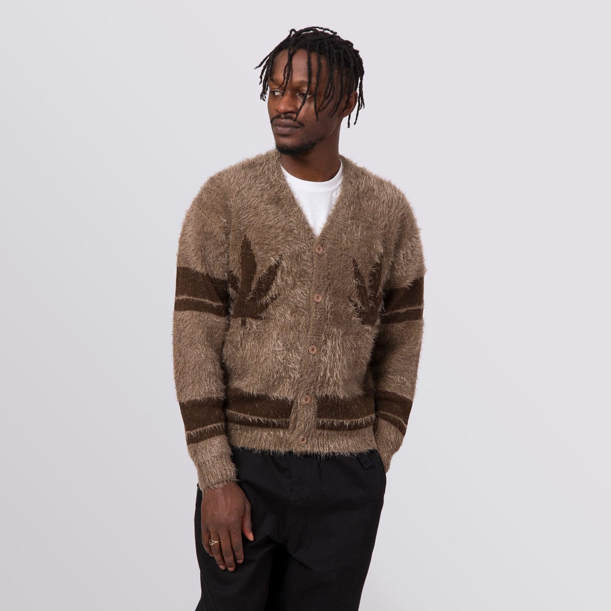 Huf | maglie OUTRO CARDIGAN - BROWN | HUF X PLEASURES