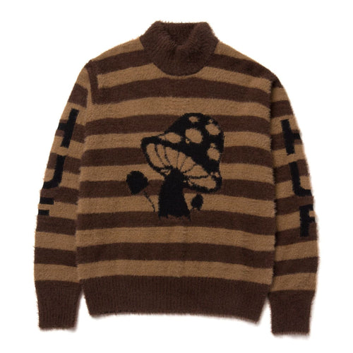 maglie huf SHROOM JACQUARD KNIT SWEATER - BROWN