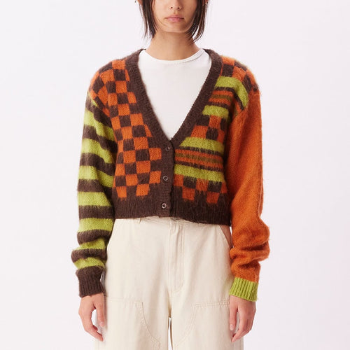 maglie obey AMBER CARDIGAN - DARK OAK MULTI