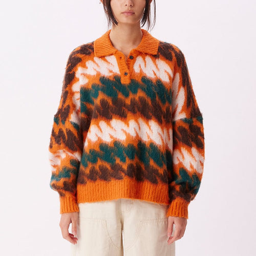 maglie obey ARI SWEATER - ORANGE OXIDE MULTI