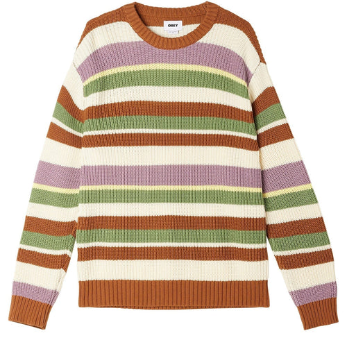 maglie obey EDGE CREW SWEATER - BUTTERSCOTCH MULTI