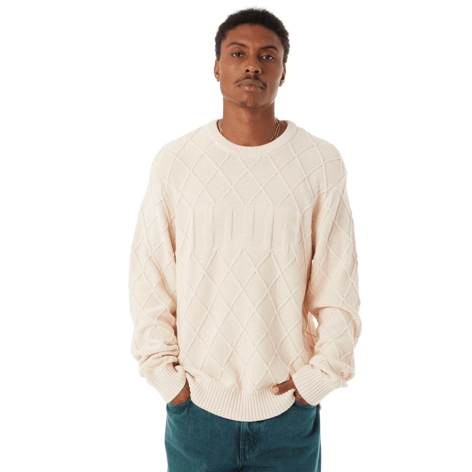 huf maglioni Grid Crewneck Sweater