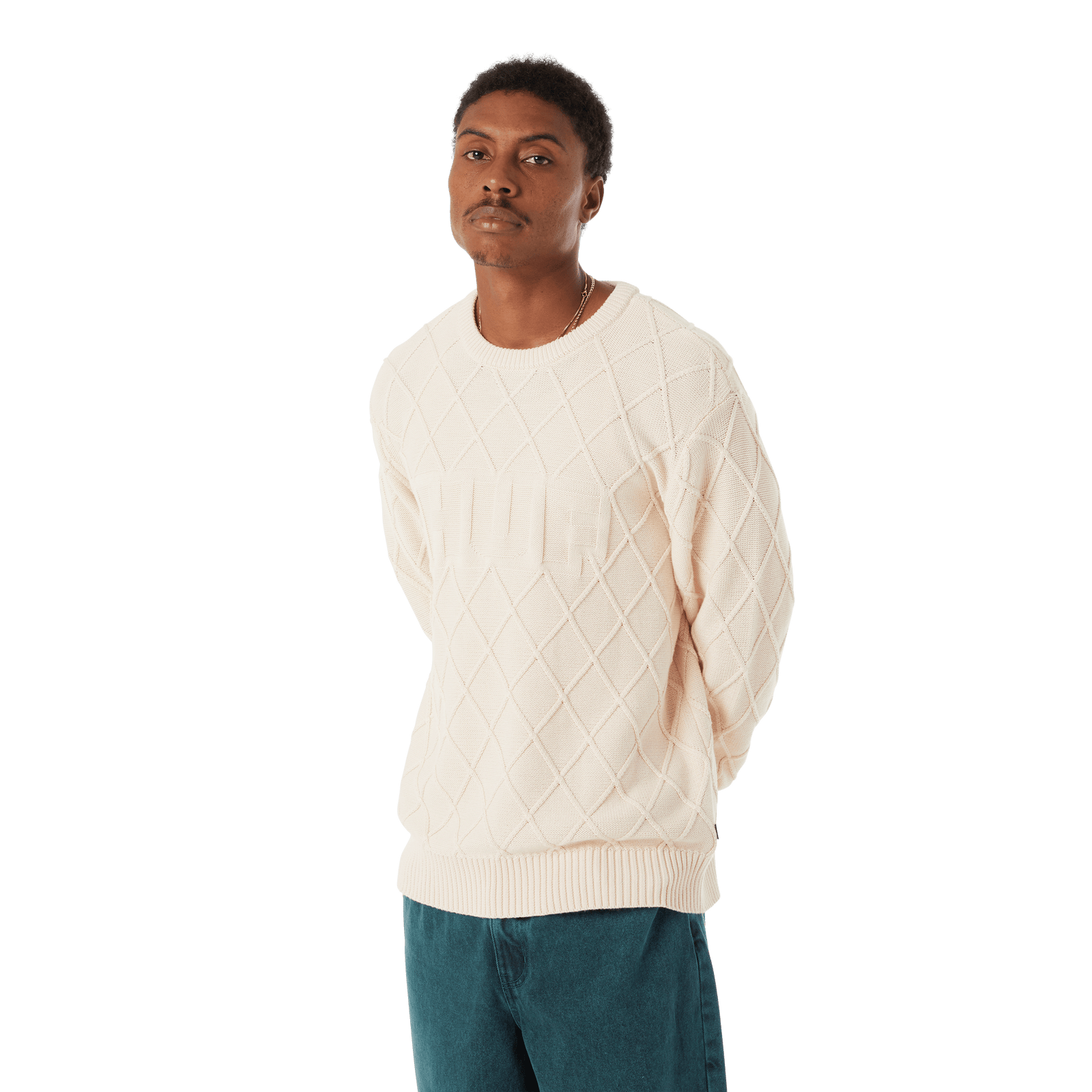 huf maglioni Grid Crewneck Sweater