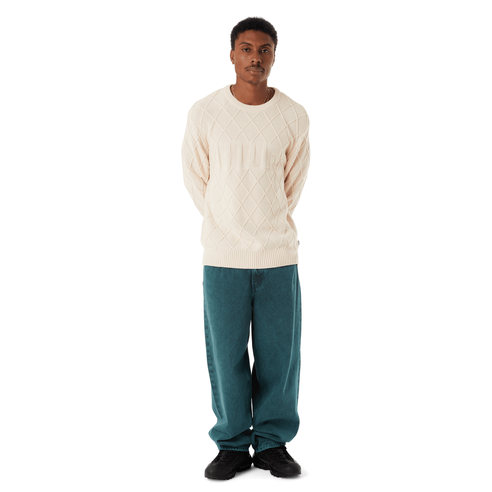 huf maglioni Grid Crewneck Sweater