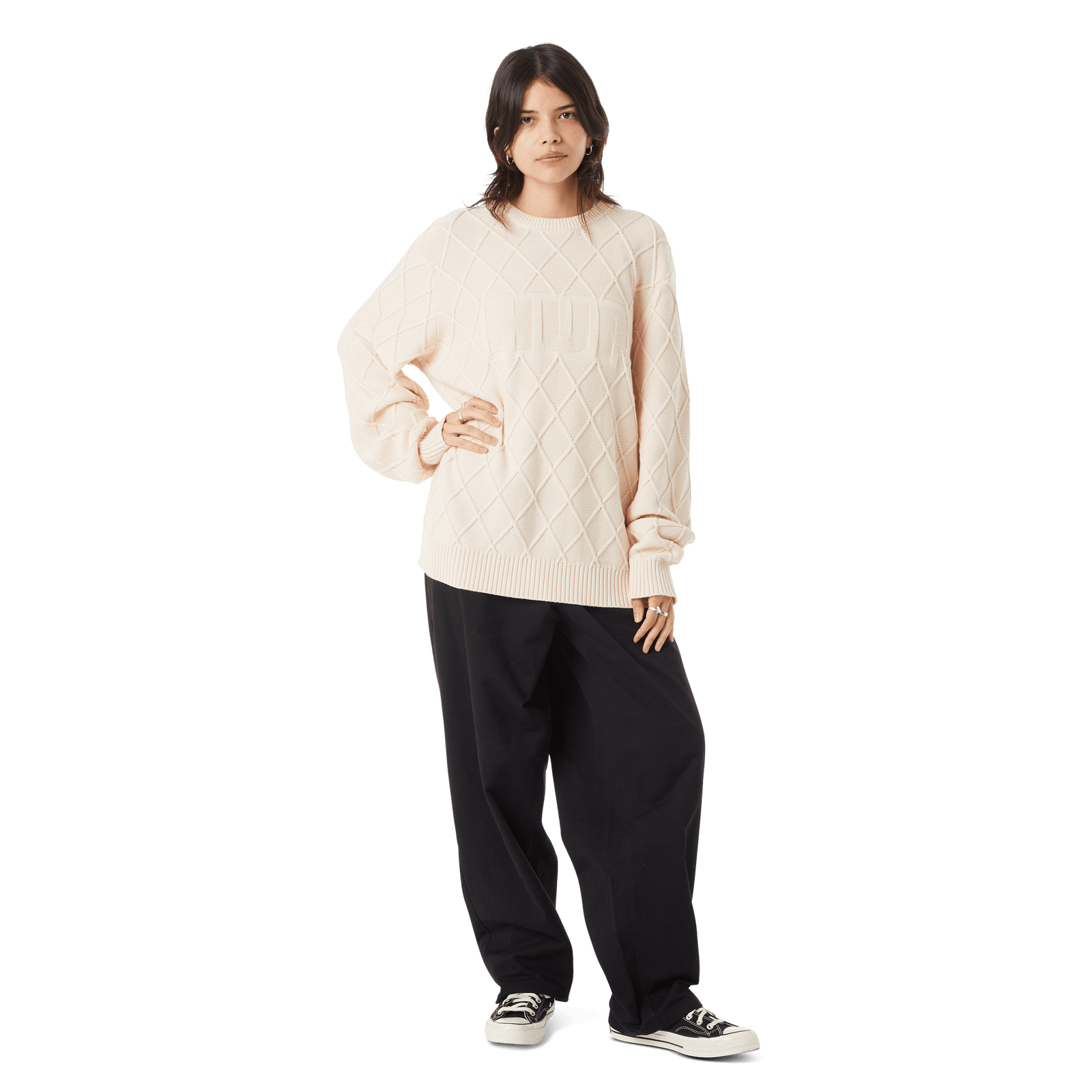 huf maglioni Grid Crewneck Sweater