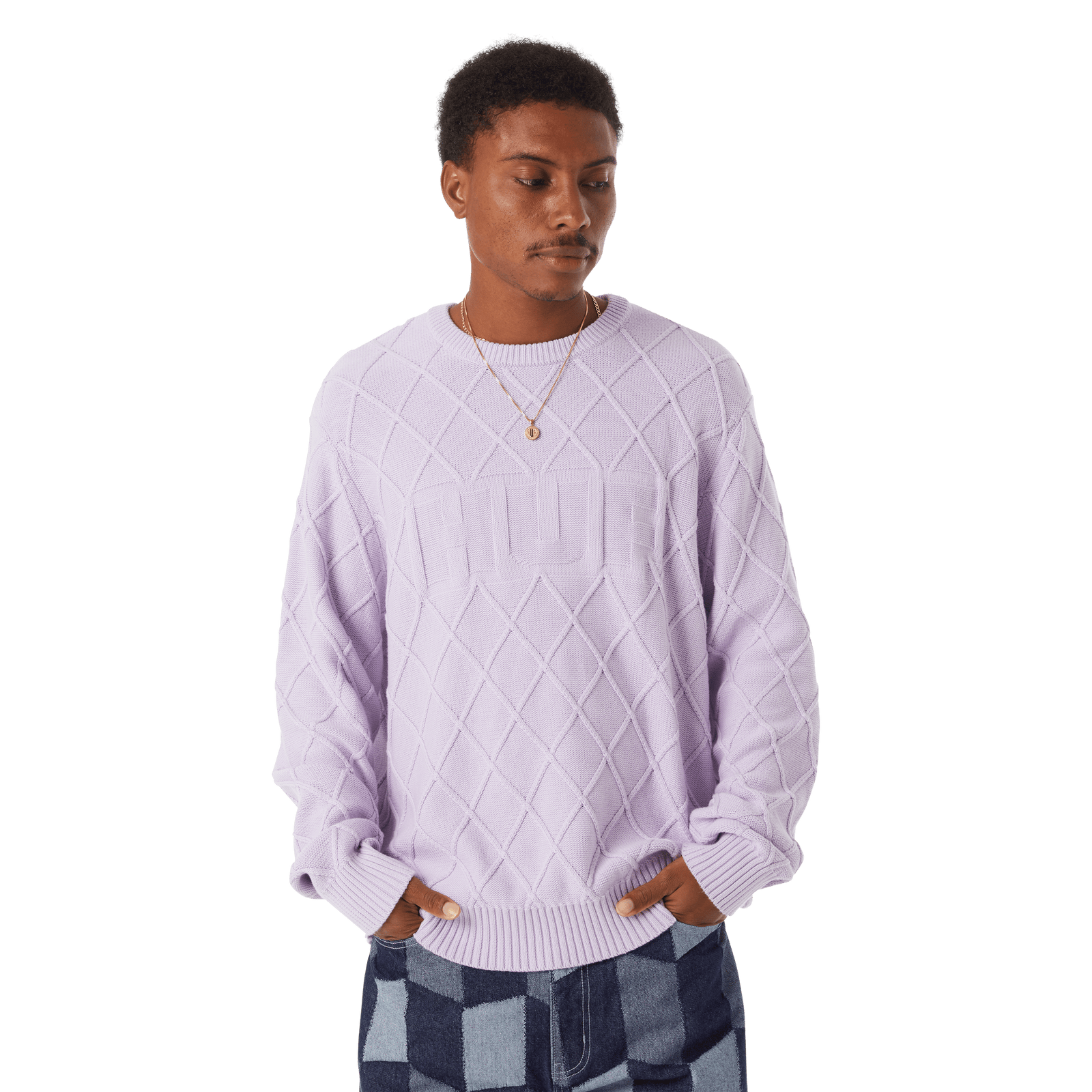 huf maglioni Grid Crewneck Sweater