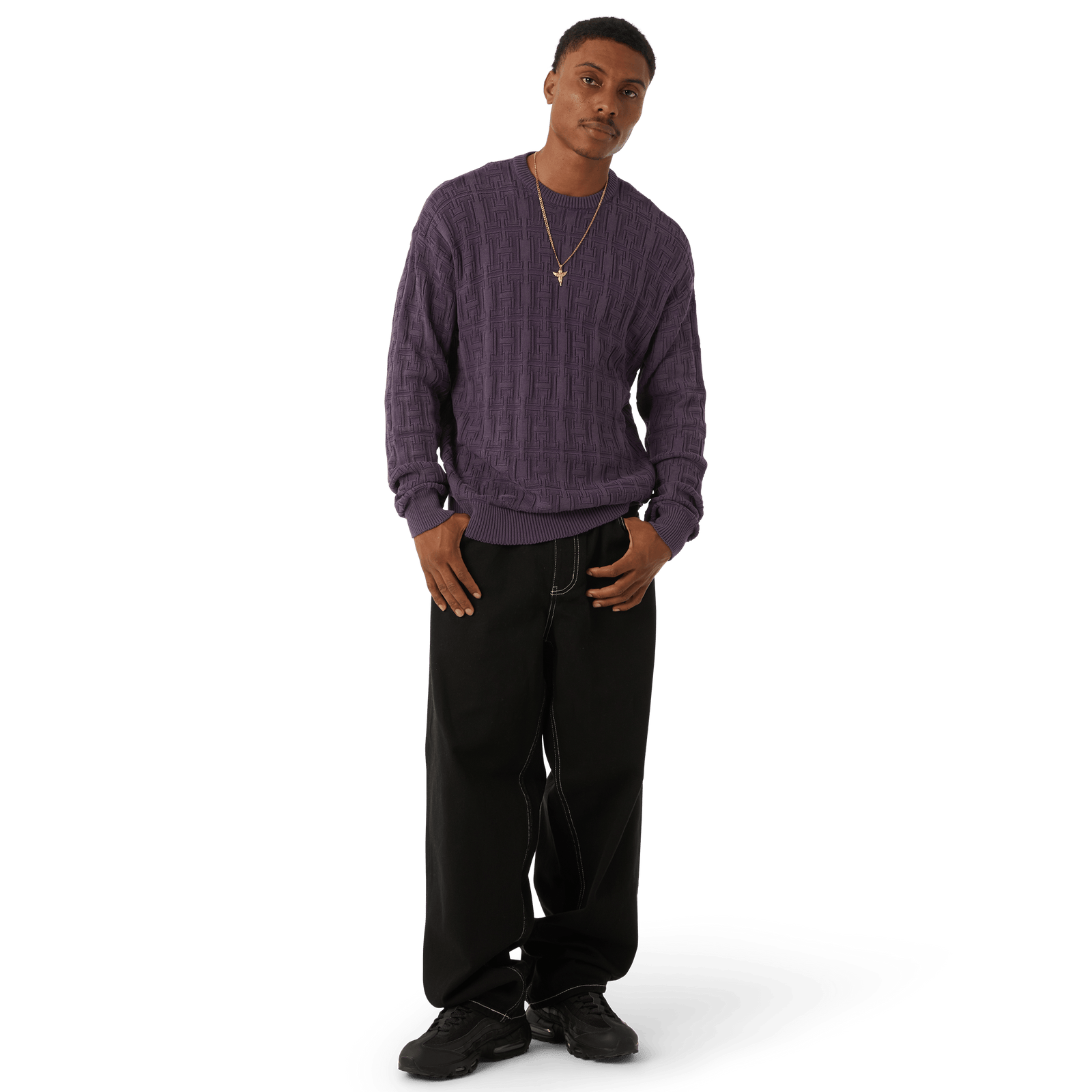 huf maglioni Interlaced Jacquard Overdyed Crew