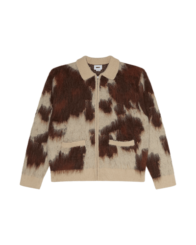 maglioni obey OBEY COW PATTERN ZIP SWEATER