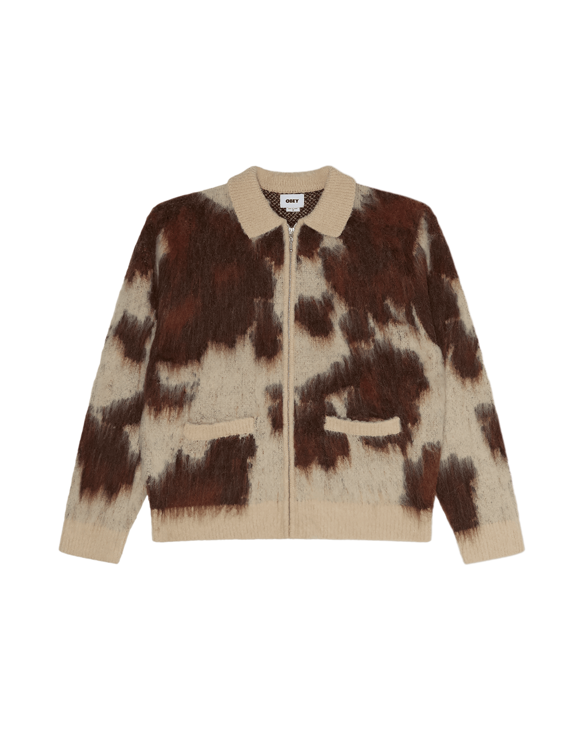 obey maglioni Obey Cow Pattern Zip Sweater
