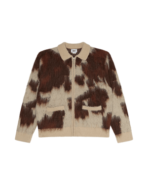 Obey Cow Pattern Zip Sweater