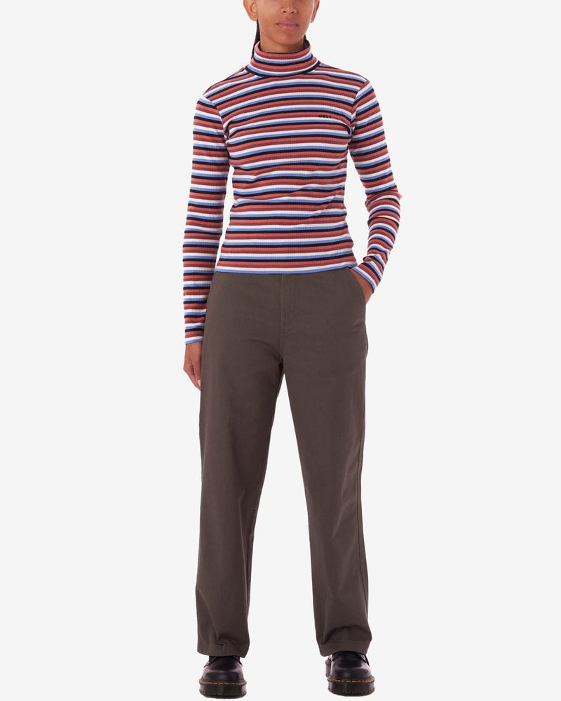 obey Quince Stripe Turtleneck Ls Tee