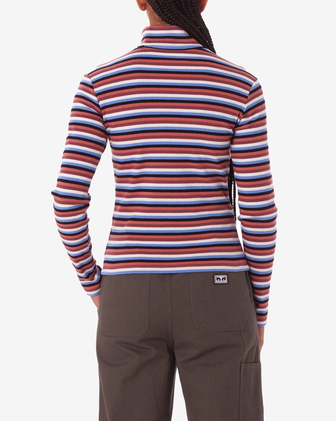 obey Quince Stripe Turtleneck Ls Tee