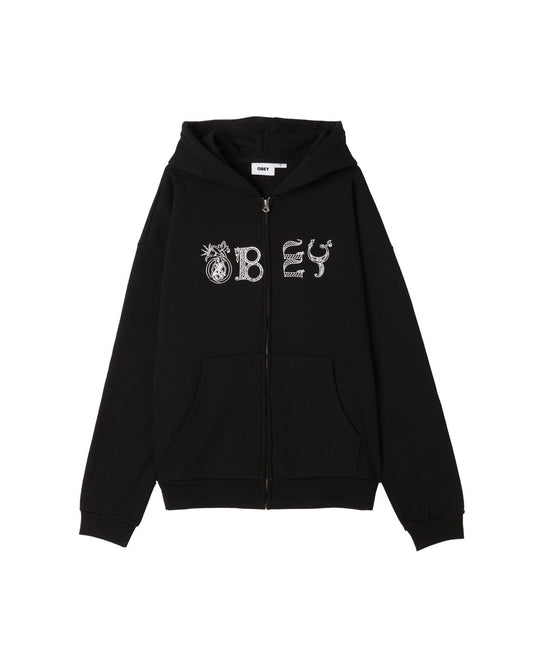 obey Woodcut Extra Heavy Zip Hood Fleece foto 1