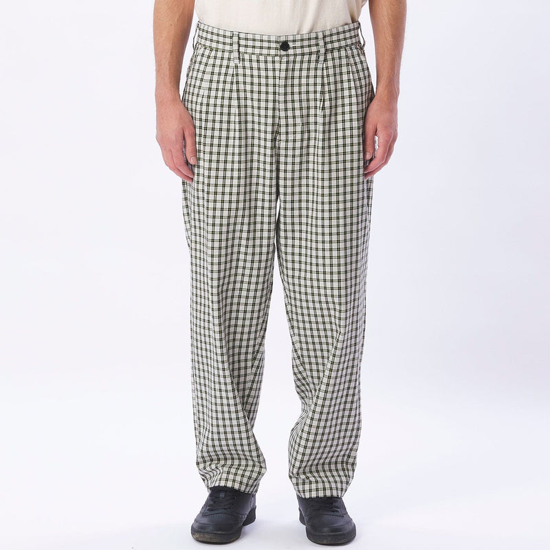 obey pantaloni FUBAR PLEATED PLAID PANT